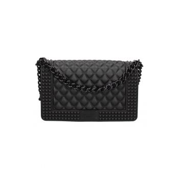 Geanta crossbody cu clapa si aspect matlasat