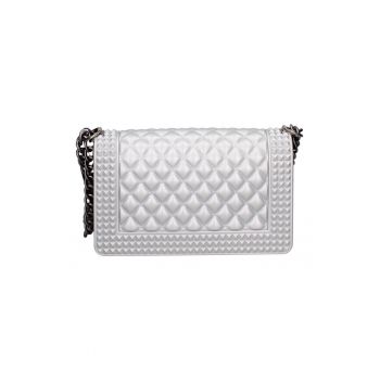 Geanta crossbody cu clapa si aspect matlasat