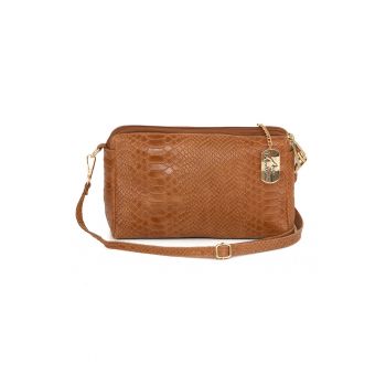 Geanta crossbody de piele cu aspect de piele de crocodil