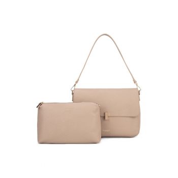 Geanta crossbody de piele ecologica - Bej