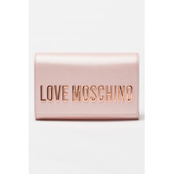 Geanta crossbody de piele ecologica cu logo metalic