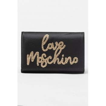 Geanta crossbody de piele ecologica cu logo supradimensionat