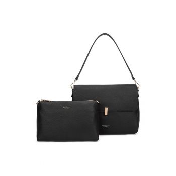 Geanta crossbody de piele ecologica - Negru