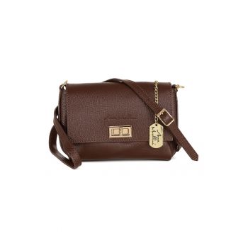 Geanta crossbody din piele cu accesoriu logo