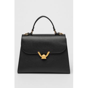 Geanta crossbody din piele cu maner rotund fixat
