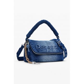 Geanta din denim cu bareta de umar si logo