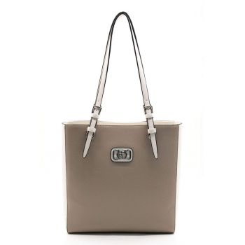 Geanta shopper de piele ecologica cu doua nuante