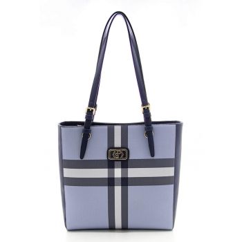 Geanta shopper de piele ecologica cu model in carouri