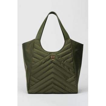 Geanta tote de nailon cu aspect matlasat
