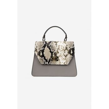 Poseta din piele naturala cu imprimeu snake print