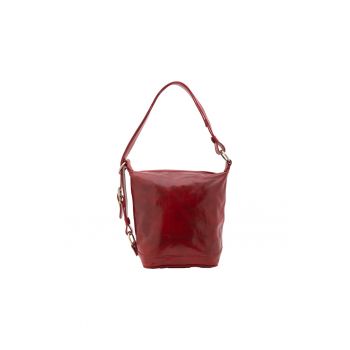 Geanta bucket uni de piele cu bareta ajustabila