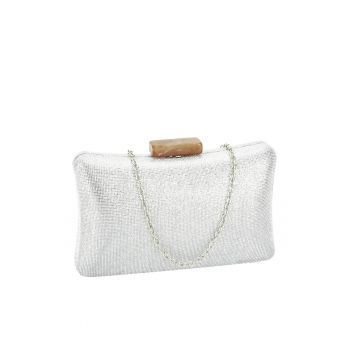 Geanta clutch argintie cu sclipici 5764 06 12643