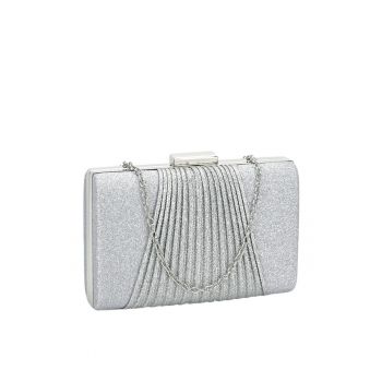 Geanta clutch argintiu cu sclipici 1009 05 15330