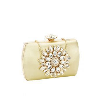 Geanta clutch auriu cu brosa BRS-210 06 13303