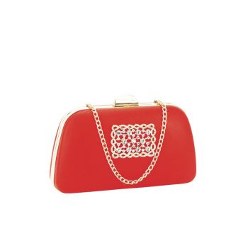 Geanta clutch cu brosa LK5672 06 Rosu 11224