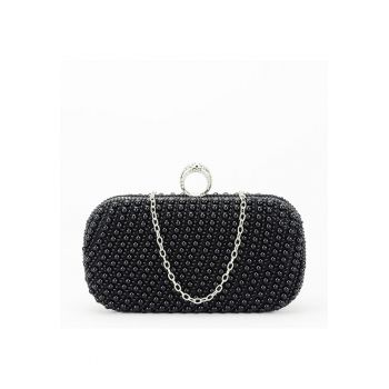 Geanta clutch negru cu perle BYH863 06 15436