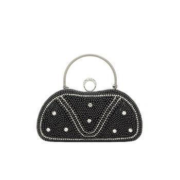 Geanta clutch negru cu perle si pietricele BME-22732 05 13297