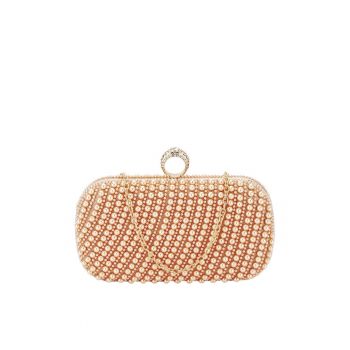 Geanta clutch sampanie cu perle BYH863 06 15437
