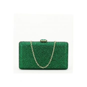 Geanta clutch verde cu pietricele BJH-715 06 15427