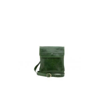 Geanta crossbody de piele cu buzunar cu fermoar