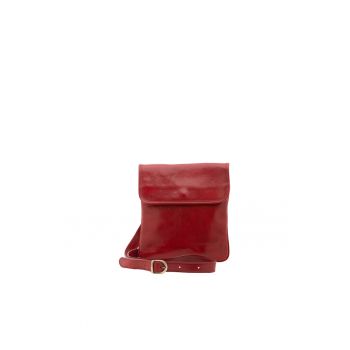 Geanta crossbody de piele cu buzunar cu fermoar