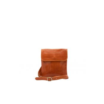 Geanta crossbody de piele cu buzunar cu fermoar