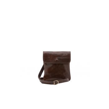 Geanta crossbody de piele cu buzunar cu fermoar