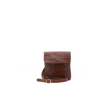 Geanta crossbody de piele cu buzunar cu fermoar