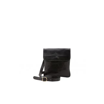 Geanta crossbody de piele cu buzunar cu fermoar