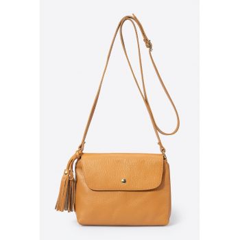 Geanta crossbody de piele cu canaf