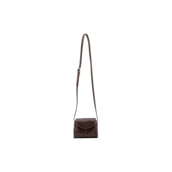 Geanta crossbody de piele cu inchidere cu capsa