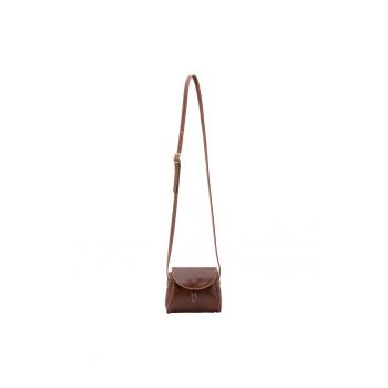 Geanta crossbody de piele cu inchidere cu capsa