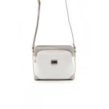 Geanta crossbody de piele ecologica cu buzunare cu fermoar - Gri