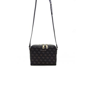 Geanta crossbody de piele ecologica cu logo - Negru - Maro