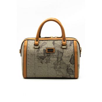 Geanta crossbody de piele ecologica cu model - Caramel - Bej deschis
