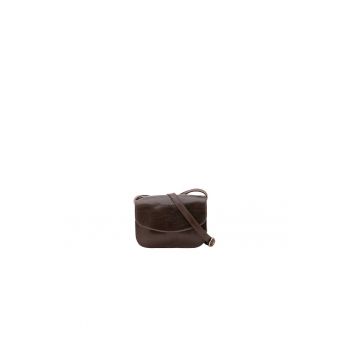Geanta crossbody din piele cu buzunar cu fermoar