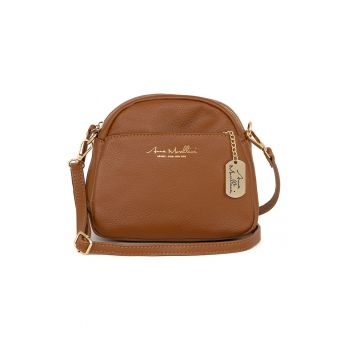 Geanta crossbody din piele cu logo metalic