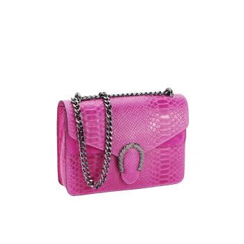 Geanta din piele naturala fucsia 1524 123 14106