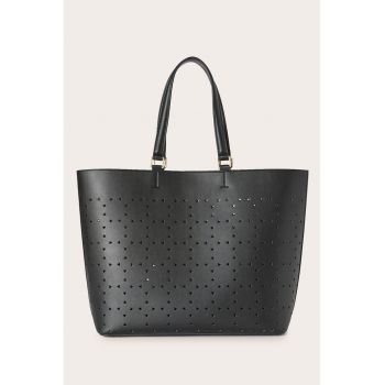 Geanta shopper cu aspect perforat