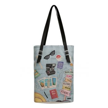 Geanta shopper cu imprimeu - Albastru