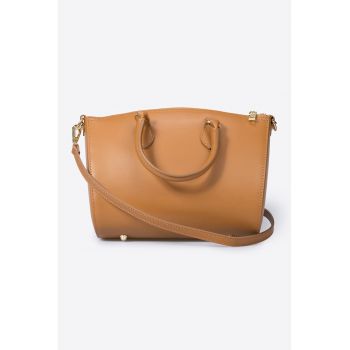 Geanta tote de piele cu bareta detasabila