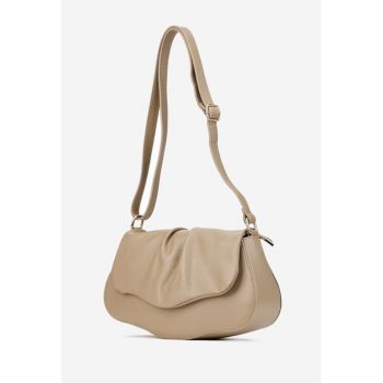 Poseta dama din piele texturata taupe