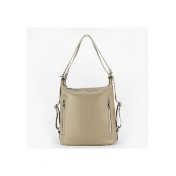 Rucsac bej din piele naturala 2 in 1 Lucia 121 15854