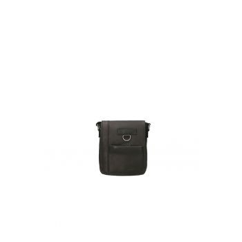 Geanta crossbody de piele cu aplicatie logo