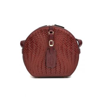 Geanta crossbody de piele cu aspect texturat