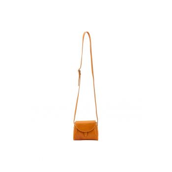 Geanta crossbody de piele cu inchidere cu capsa