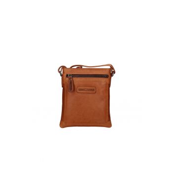 Geanta crossbody de piele cu logo in relief