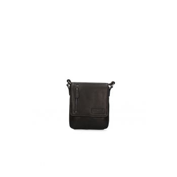 Geanta crossbody de piele cu logo in relief