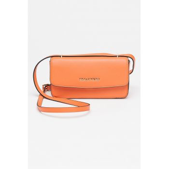 Geanta crossbody de piele ecologica cu logo metalic