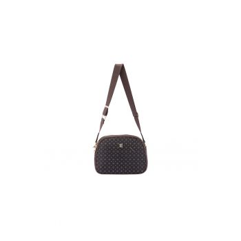 Geanta crossbody de piele ecologica cu model si bareta cu logo